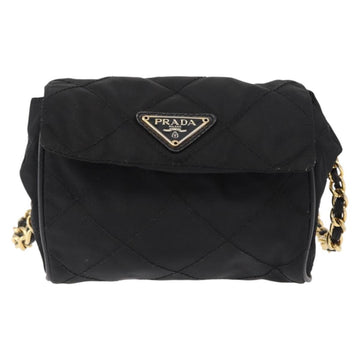 PRADA Chain Shoulder Bag Nylon Black Gold Auth bs31141 - 0