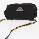 PRADA Chain Shoulder Bag Nylon Black Gold Auth bs31141-6