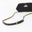 PRADA Chain Shoulder Bag Nylon Black Gold Auth bs31141-7