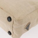 PRADA Hand Bag Canvas Beige Silver Auth bs31142-16