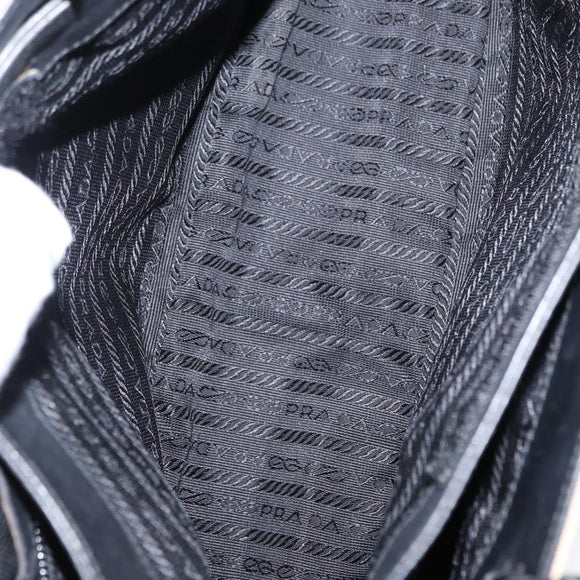 PRADA Hand Bag Canvas Beige Silver Auth bs31142