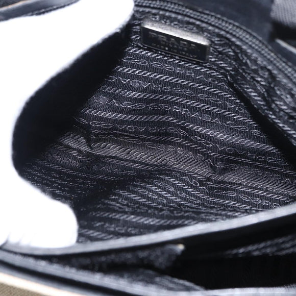 PRADA Hand Bag Canvas Beige Silver Auth bs31142