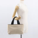 PRADA Hand Bag Canvas Beige Silver Auth bs31142-23