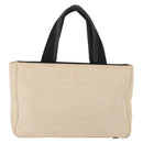 PRADA Hand Bag Canvas Beige Silver Auth bs31142-2