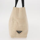 PRADA Hand Bag Canvas Beige Silver Auth bs31142-4
