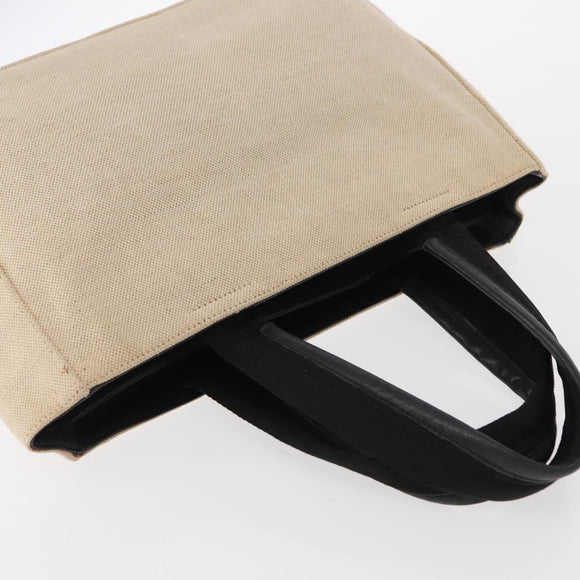 PRADA Hand Bag Canvas Beige Silver Auth bs31142