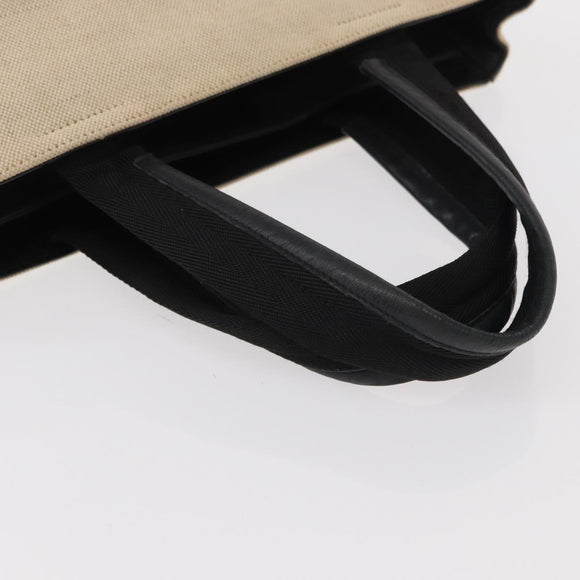 PRADA Hand Bag Canvas Beige Silver Auth bs31142