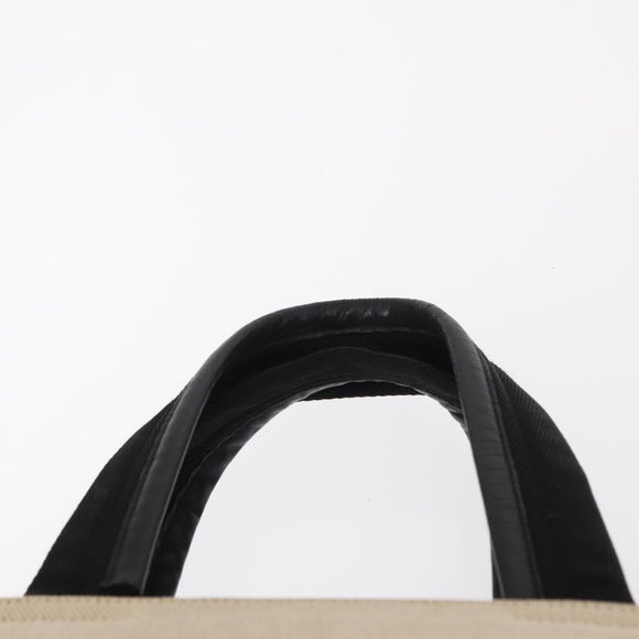 PRADA Hand Bag Canvas Beige Silver Auth bs31142