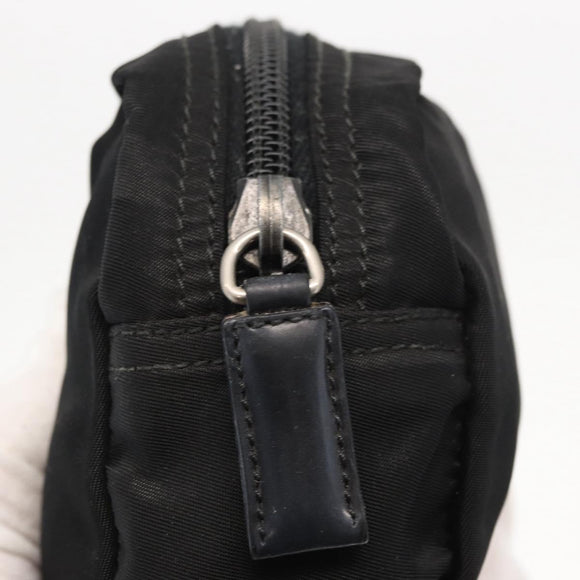 PRADA Pouch Nylon Black Silver Auth bs31143