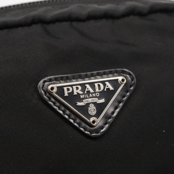 PRADA Pouch Nylon Black Silver Auth bs31143
