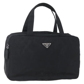PRADA Hand Bag Nylon Black Silver Auth bs31144