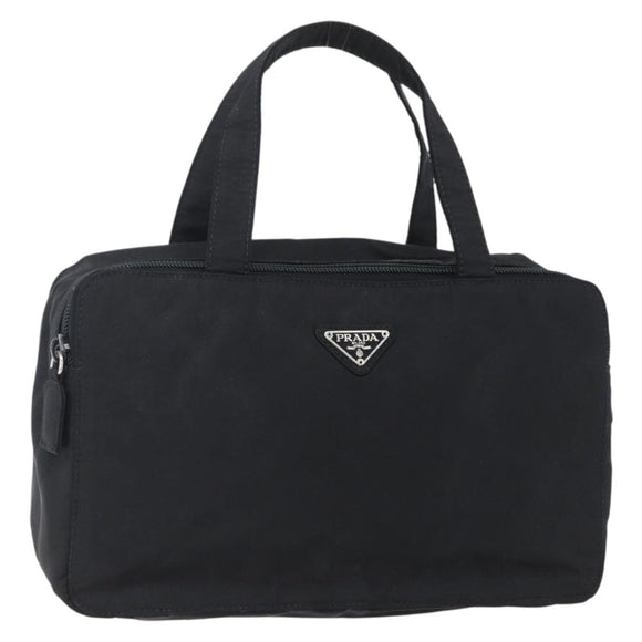 PRADA Hand Bag Nylon Black Silver Auth bs31144