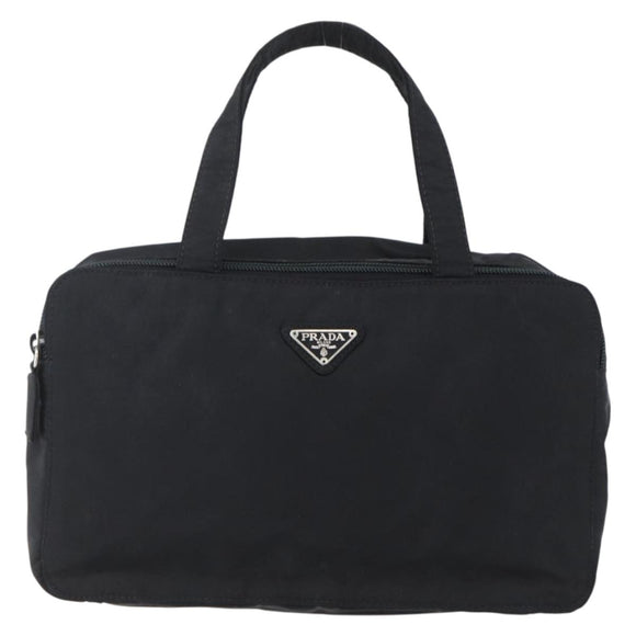 PRADA Hand Bag Nylon Black Silver Auth bs31144