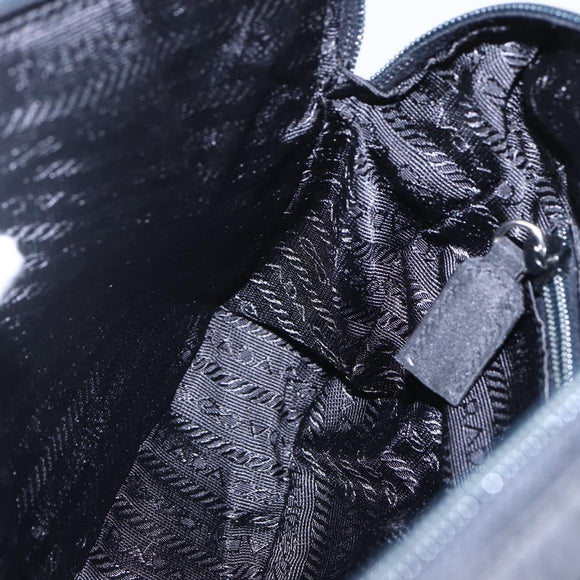 PRADA Hand Bag Nylon Black Silver Auth bs31144