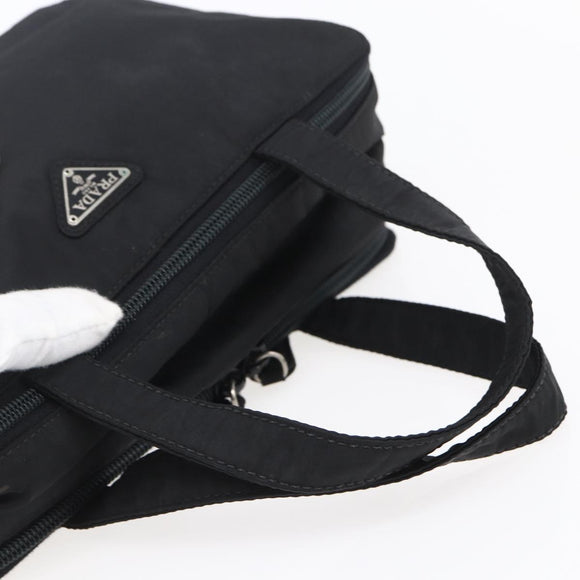 PRADA Hand Bag Nylon Black Silver Auth bs31144