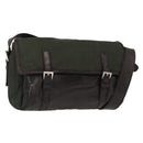 PRADA Shoulder Bag Nylon Leather Khaki Silver Auth bs31146-1