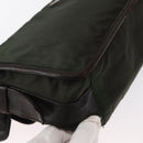 PRADA Shoulder Bag Nylon Leather Khaki Silver Auth bs31146-16