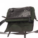 PRADA Shoulder Bag Nylon Leather Khaki Silver Auth bs31146-20