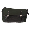 PRADA Shoulder Bag Nylon Leather Khaki Silver Auth bs31146-13