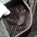 PRADA Shoulder Bag Nylon Leather Khaki Silver Auth bs31146-29