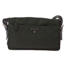 PRADA Shoulder Bag Nylon Leather Khaki Silver Auth bs31146-2