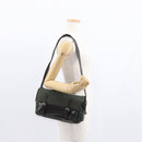 PRADA Shoulder Bag Nylon Leather Khaki Silver Auth bs31146-30