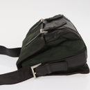 PRADA Shoulder Bag Nylon Leather Khaki Silver Auth bs31146-4