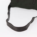 PRADA Shoulder Bag Nylon Leather Khaki Silver Auth bs31146-7