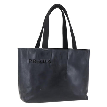 PRADA Hand Bag Leather Black Silver Auth bs31147