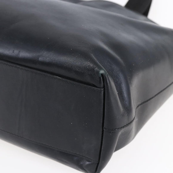 PRADA Hand Bag Leather Black Silver Auth bs31147