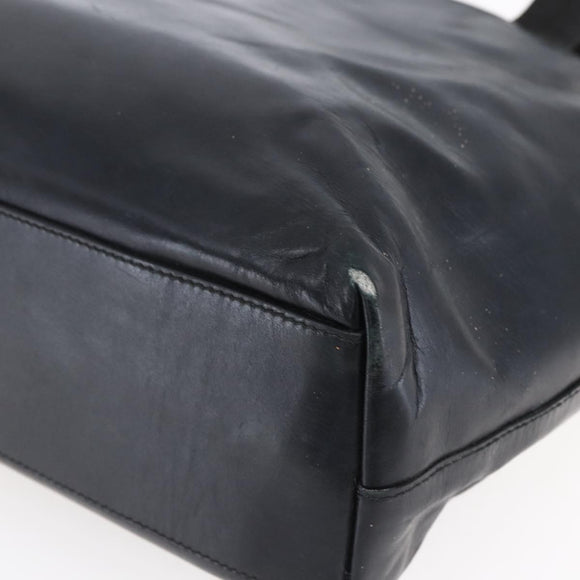 PRADA Hand Bag Leather Black Silver Auth bs31147