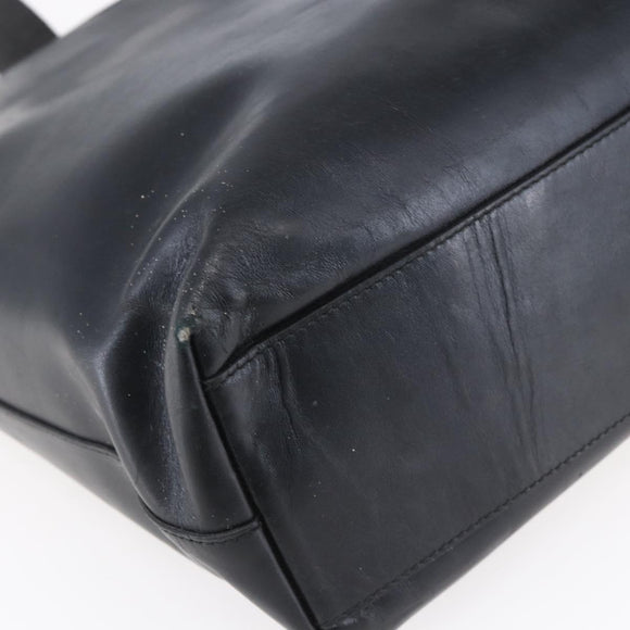 PRADA Hand Bag Leather Black Silver Auth bs31147