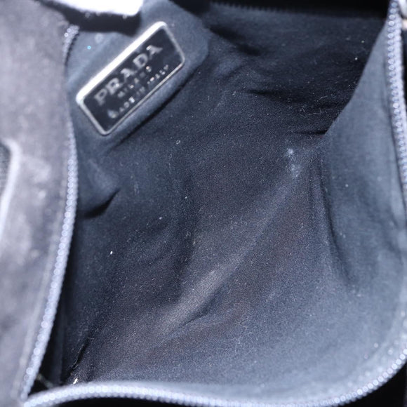 PRADA Hand Bag Leather Black Silver Auth bs31147