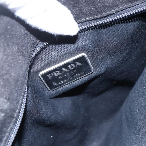 PRADA Hand Bag Leather Black Silver Auth bs31147