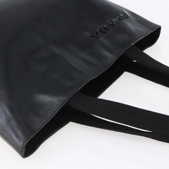 PRADA Hand Bag Leather Black Silver Auth bs31147