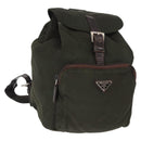 PRADA Backpack Nylon Khaki Silver Auth bs31148-1
