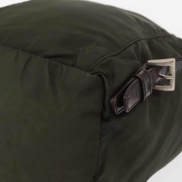 PRADA Backpack Nylon Khaki Silver Auth bs31148