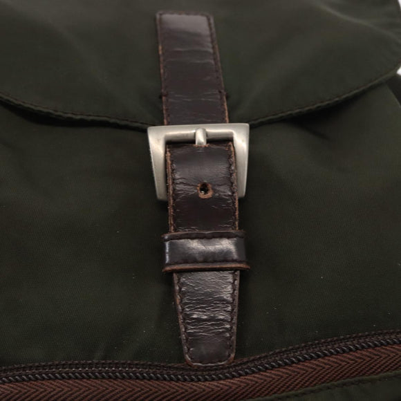 PRADA Backpack Nylon Khaki Silver Auth bs31148