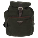 PRADA Backpack Nylon Khaki Silver Auth bs31148-13