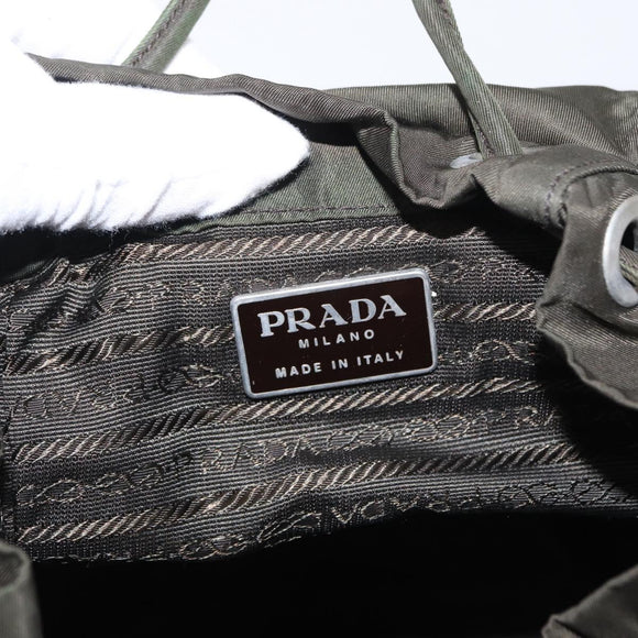 PRADA Backpack Nylon Khaki Silver Auth bs31148