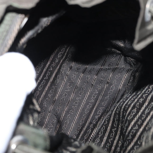 PRADA Backpack Nylon Khaki Silver Auth bs31148