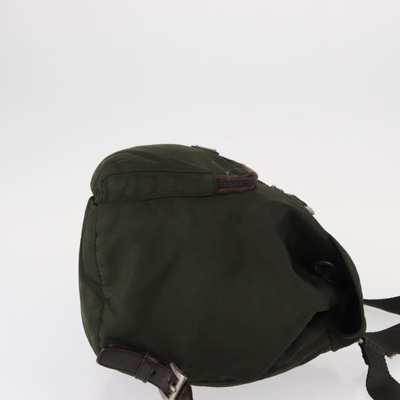 PRADA Backpack Nylon Khaki Silver Auth bs31148