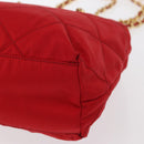 PRADA Chain Shoulder Bag Nylon Red Gold Auth bs31153-16