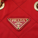PRADA Chain Shoulder Bag Nylon Red Gold Auth bs31153-17