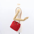 PRADA Chain Shoulder Bag Nylon Red Gold Auth bs31153-22