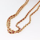 PRADA Chain Shoulder Bag Nylon Red Gold Auth bs31153-7