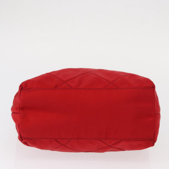 PRADA Chain Shoulder Bag Nylon Red Gold Auth bs31153