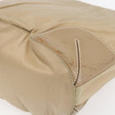 PRADA Tote Bag Nylon Leather Beige Silver Auth bs31154-12
