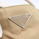 PRADA Tote Bag Nylon Leather Beige Silver Auth bs31154-14