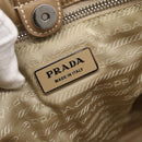 PRADA Tote Bag Nylon Leather Beige Silver Auth bs31154-15